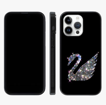 Starlit Swan Grace Glass Case displayed upright for full design visibility and premium finish.