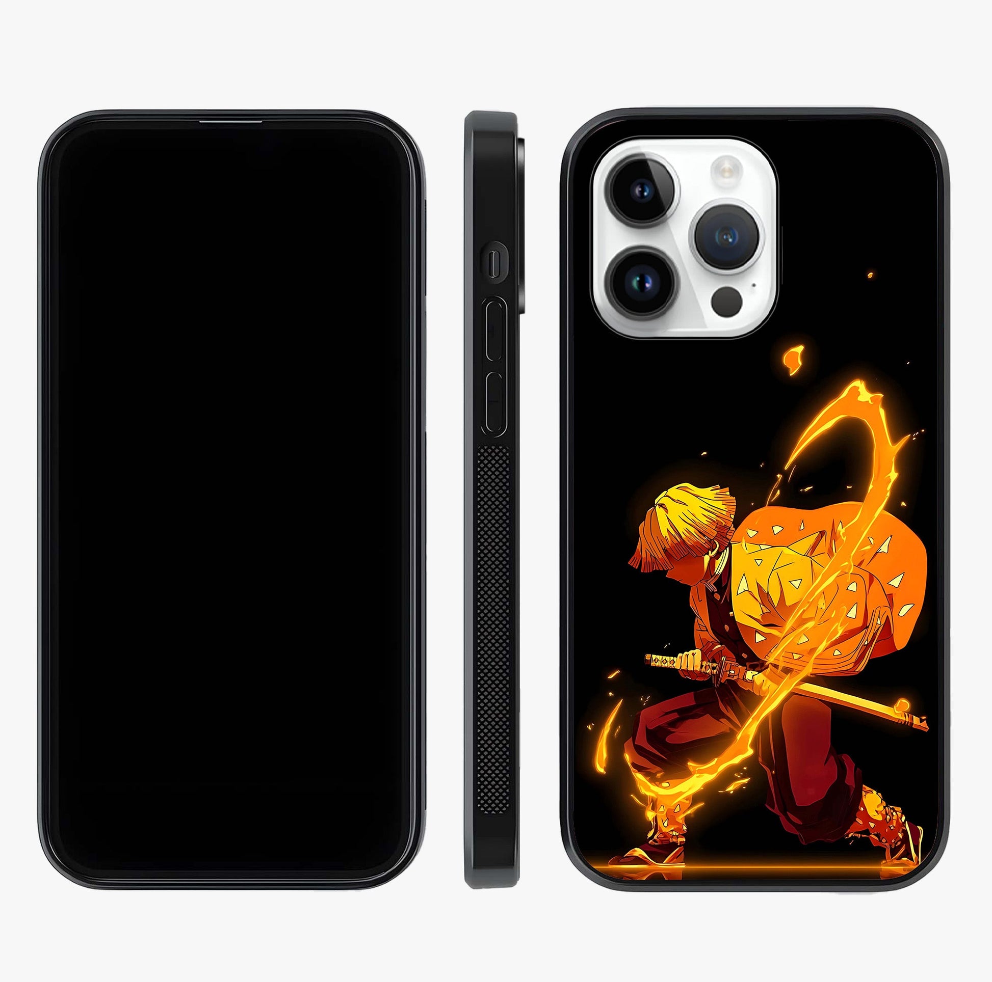 Thunder Flame Execution Glass Case displayed upright for full design visibility and premium finish.