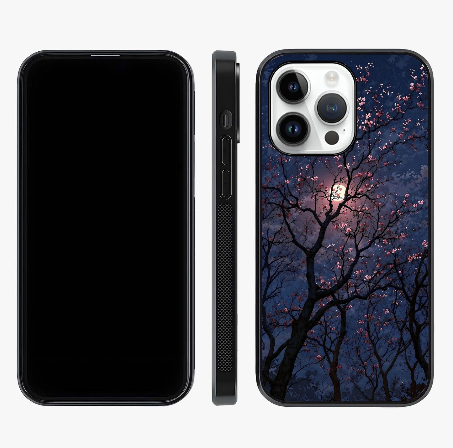 Twilight Sakura Serenade Glass Case displayed upright for full design visibility and premium finish.