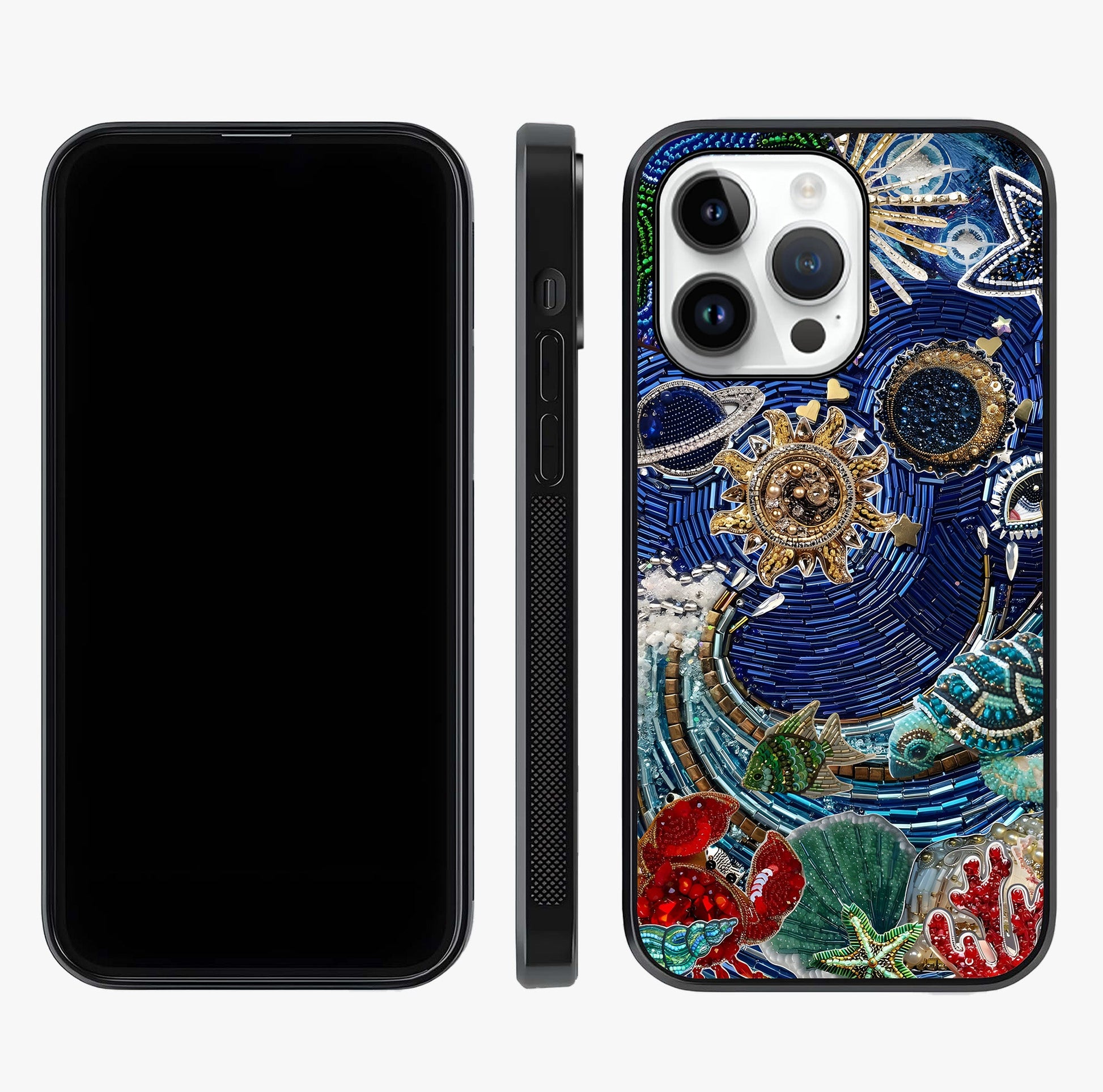 Universe Underwater Spark Glass Case displayed upright for full design visibility and premium finish.