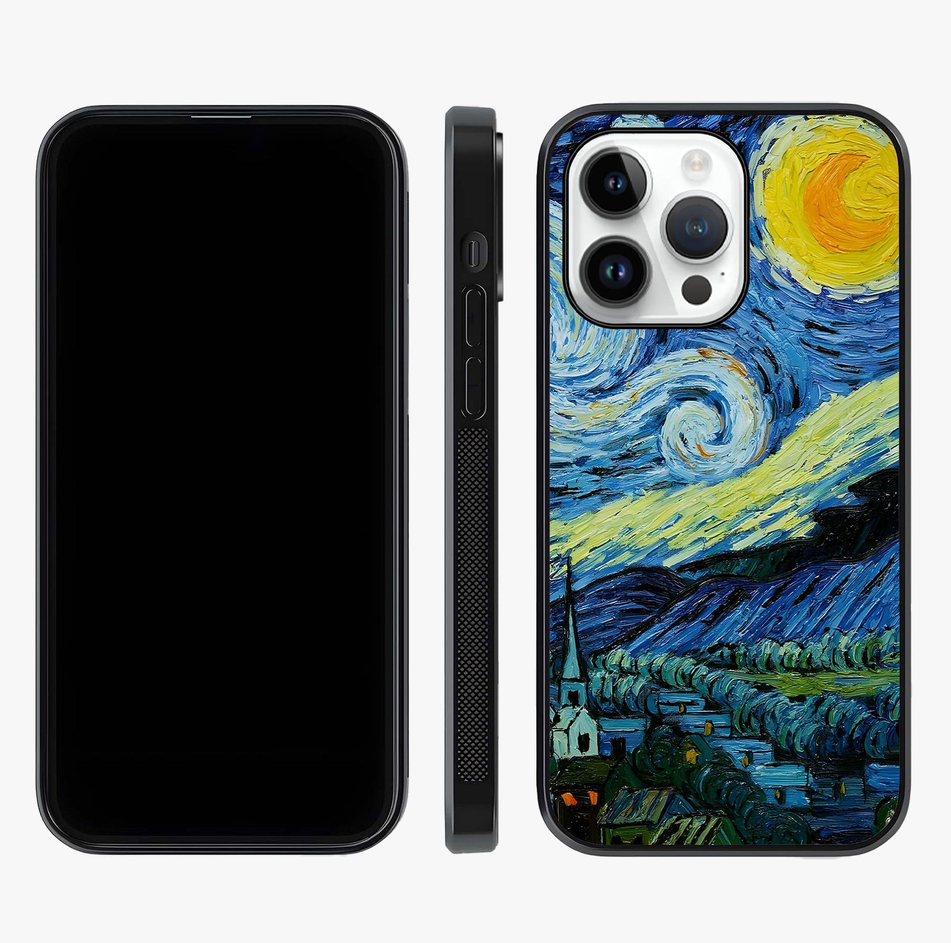 Van Gogh Art Glass Case displayed upright for full design visibility and premium finish.