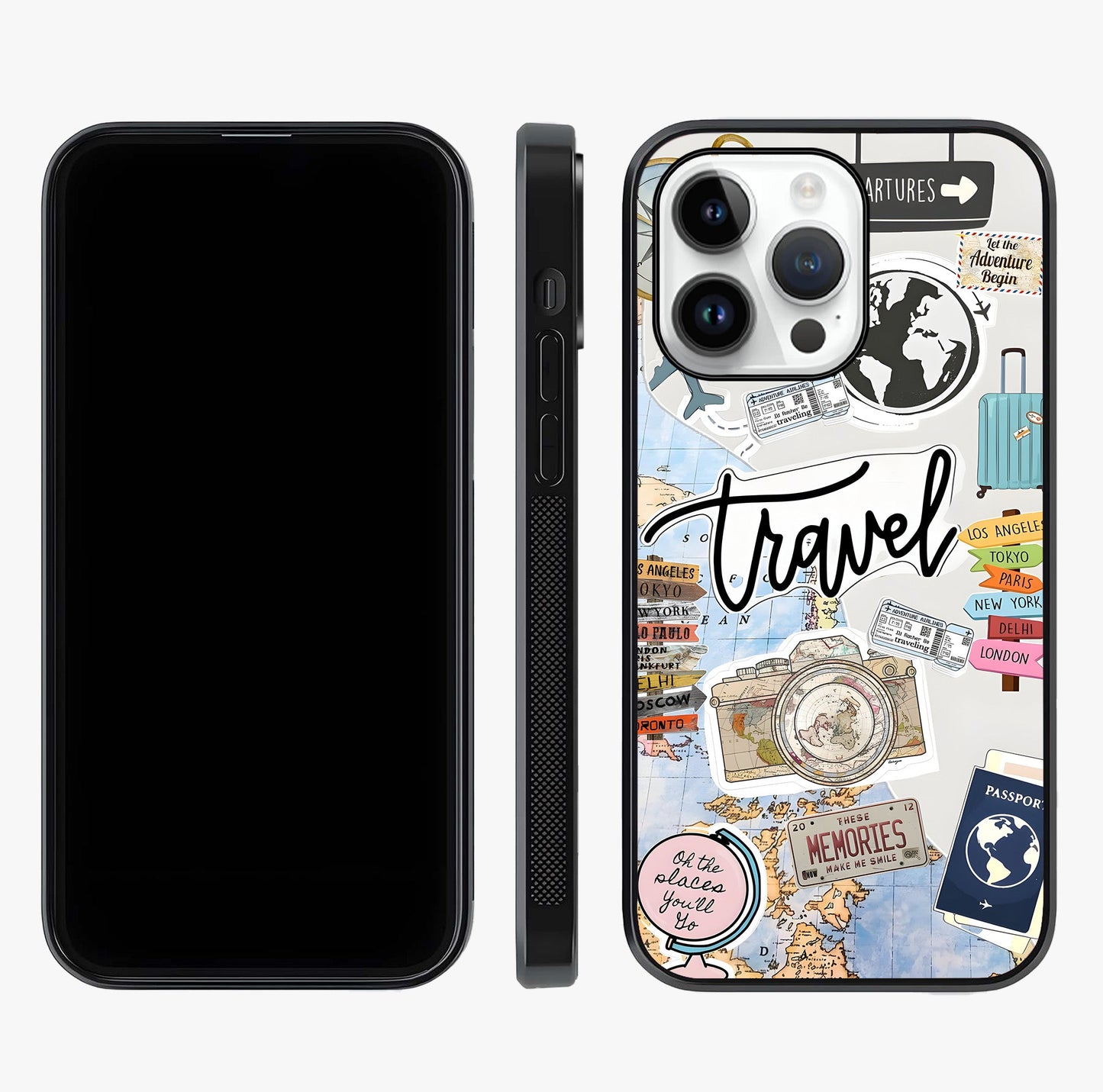 Wanderlust Journal Glass Case displayed upright for full design visibility and premium finish.