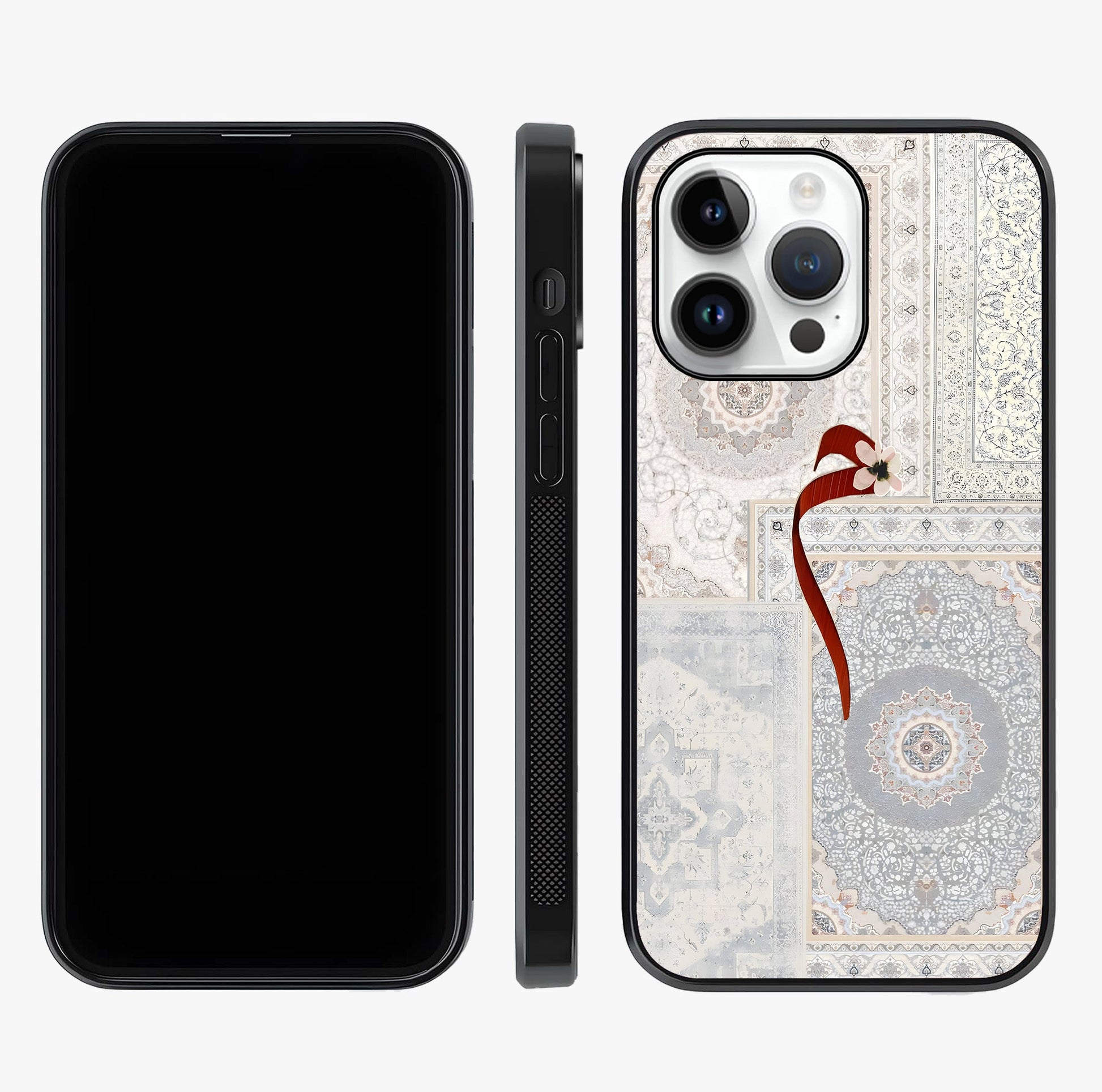 White Aesthetic Bow Glass Case displayed upright for full design visibility and premium finish.