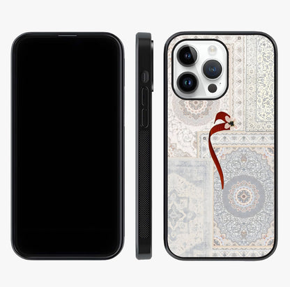 White Aesthetic Bow Glass Case displayed upright for full design visibility and premium finish.