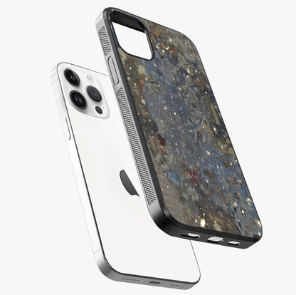 Aesthetic Astrolophia Glass Case laid diagonally highlighting side profile, edges and glossy glass shine.