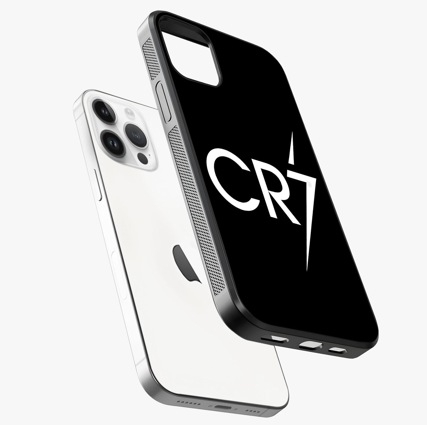 Cr7 Elite Strike Glass Case laid diagonally highlighting side profile, edges and glossy glass shine.