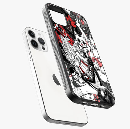 Crimson Chaos Panel Glass Case laid diagonally highlighting side profile, edges and glossy glass shine.