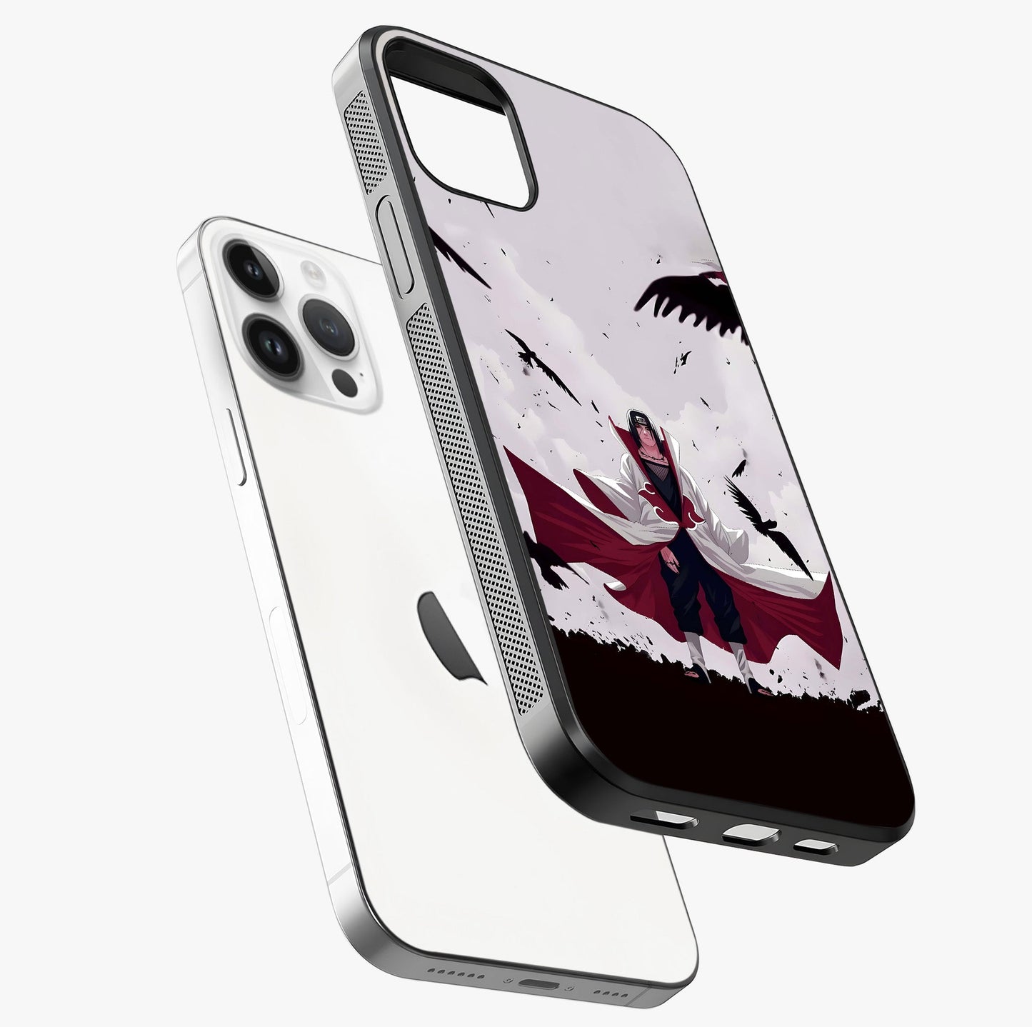 Crimson Crow Ascension Glass Case laid diagonally highlighting side profile, edges and glossy glass shine.