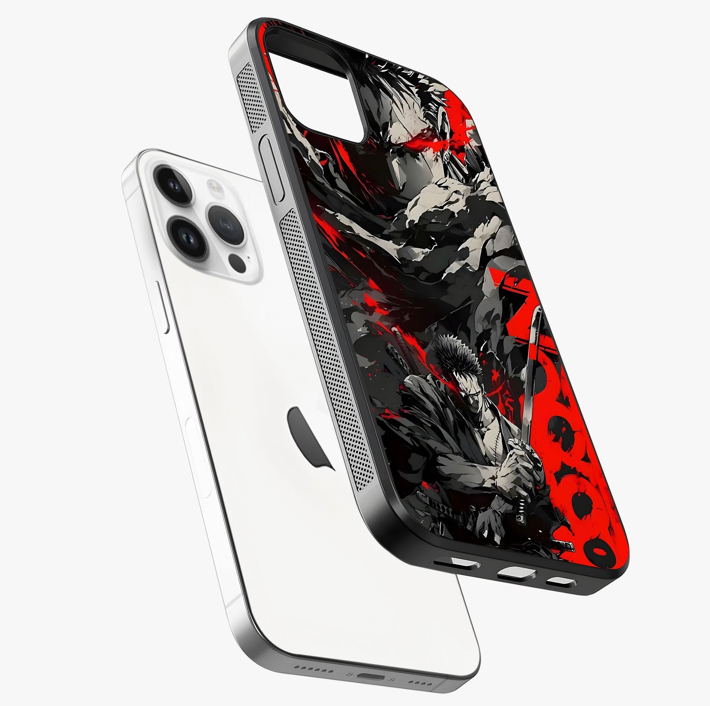 Demon Sword Resolve Glass Case laid diagonally highlighting side profile, edges and glossy glass shine.