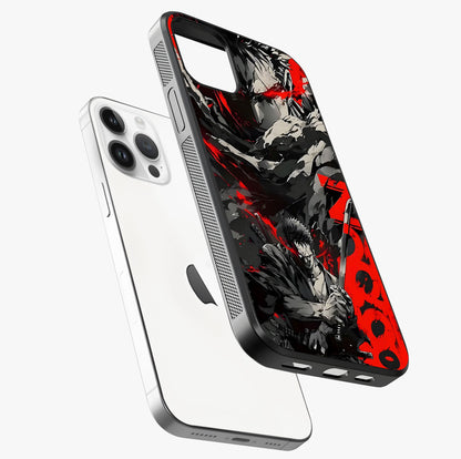 Demon Sword Resolve Glass Case laid diagonally highlighting side profile, edges and glossy glass shine.