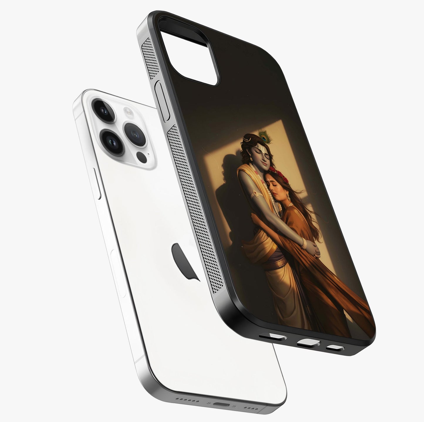 Divine Eternal Love Glass Case laid diagonally highlighting side profile, edges and glossy glass shine.