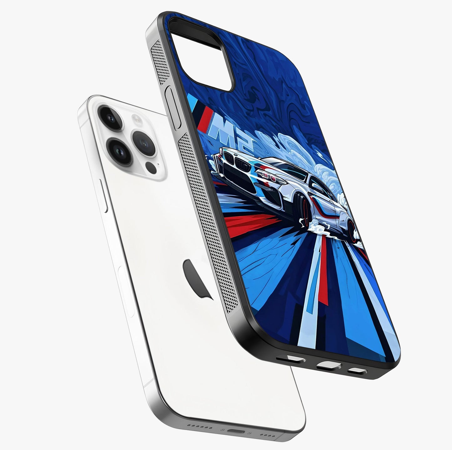 Drift Power Rush Glass Case laid diagonally highlighting side profile, edges and glossy glass shine.