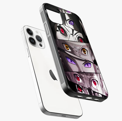 Eyes Of Destiny Glass Case laid diagonally highlighting side profile, edges and glossy glass shine.