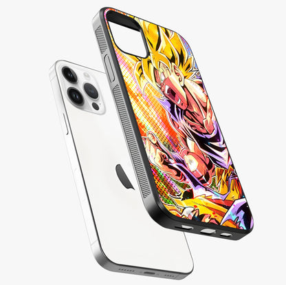 Firing Goku Glass Case laid diagonally highlighting side profile, edges and glossy glass shine.