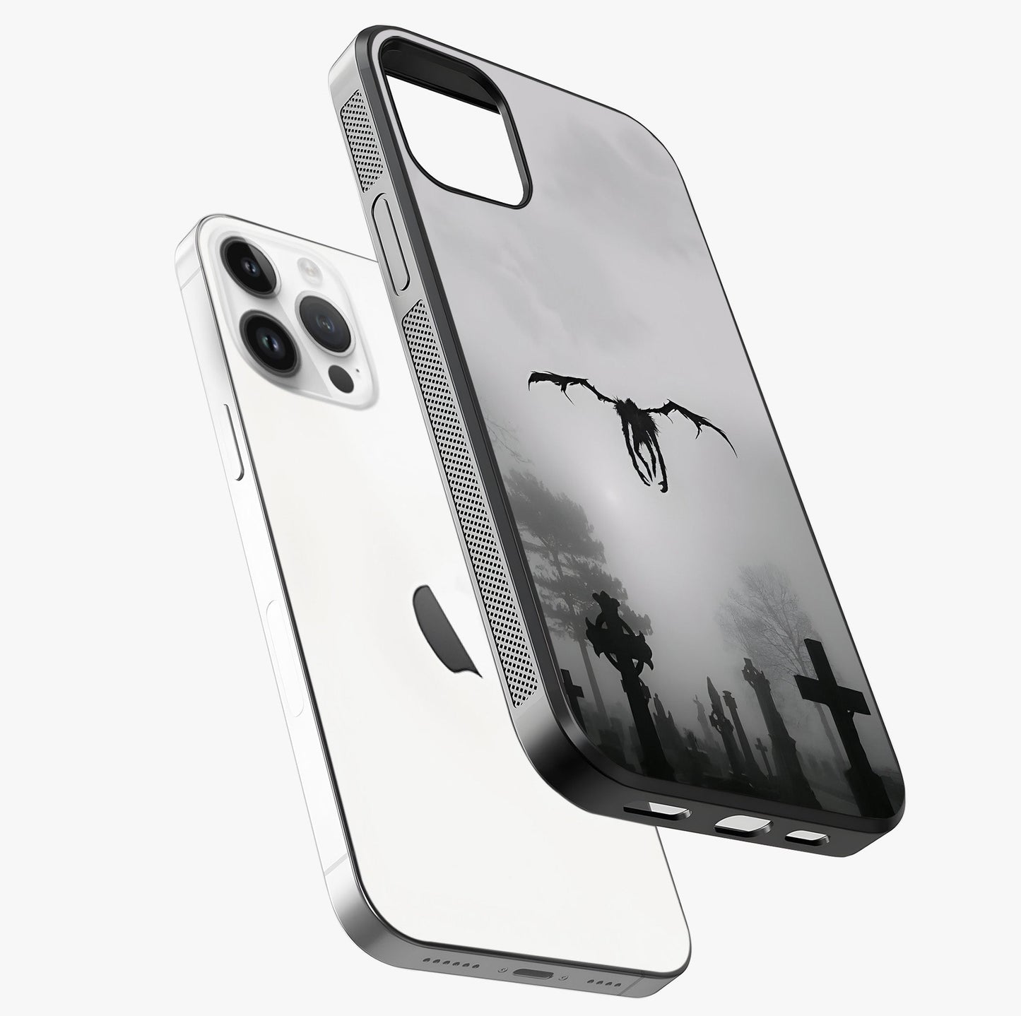 Graveyard Shadow Descent Glass Case laid diagonally highlighting side profile, edges and glossy glass shine.