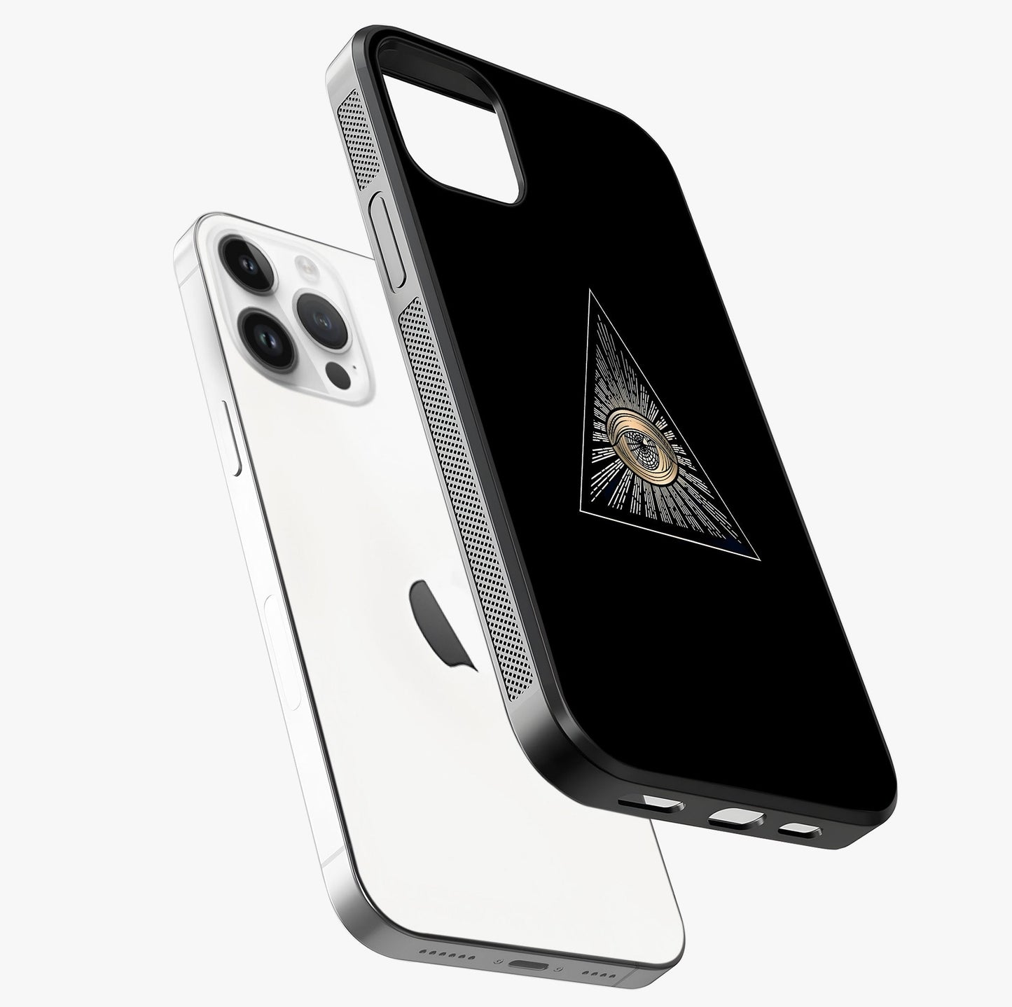 Illuminati Evil Glass Case laid diagonally highlighting side profile, edges and glossy glass shine.