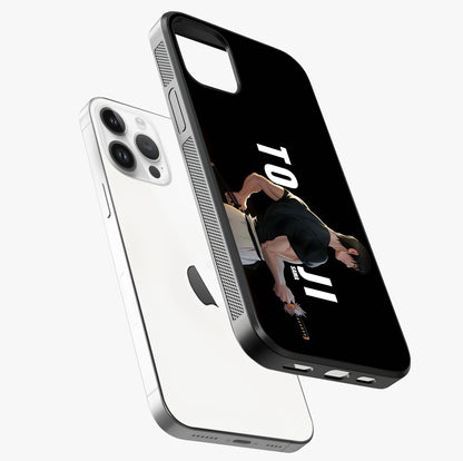Midnight Blade Resolve Glass Case laid diagonally highlighting side profile, edges and glossy glass shine.