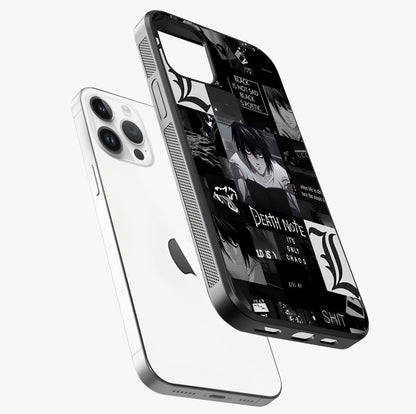 Midnight Chaos Mind Glass Case laid diagonally highlighting side profile, edges and glossy glass shine.