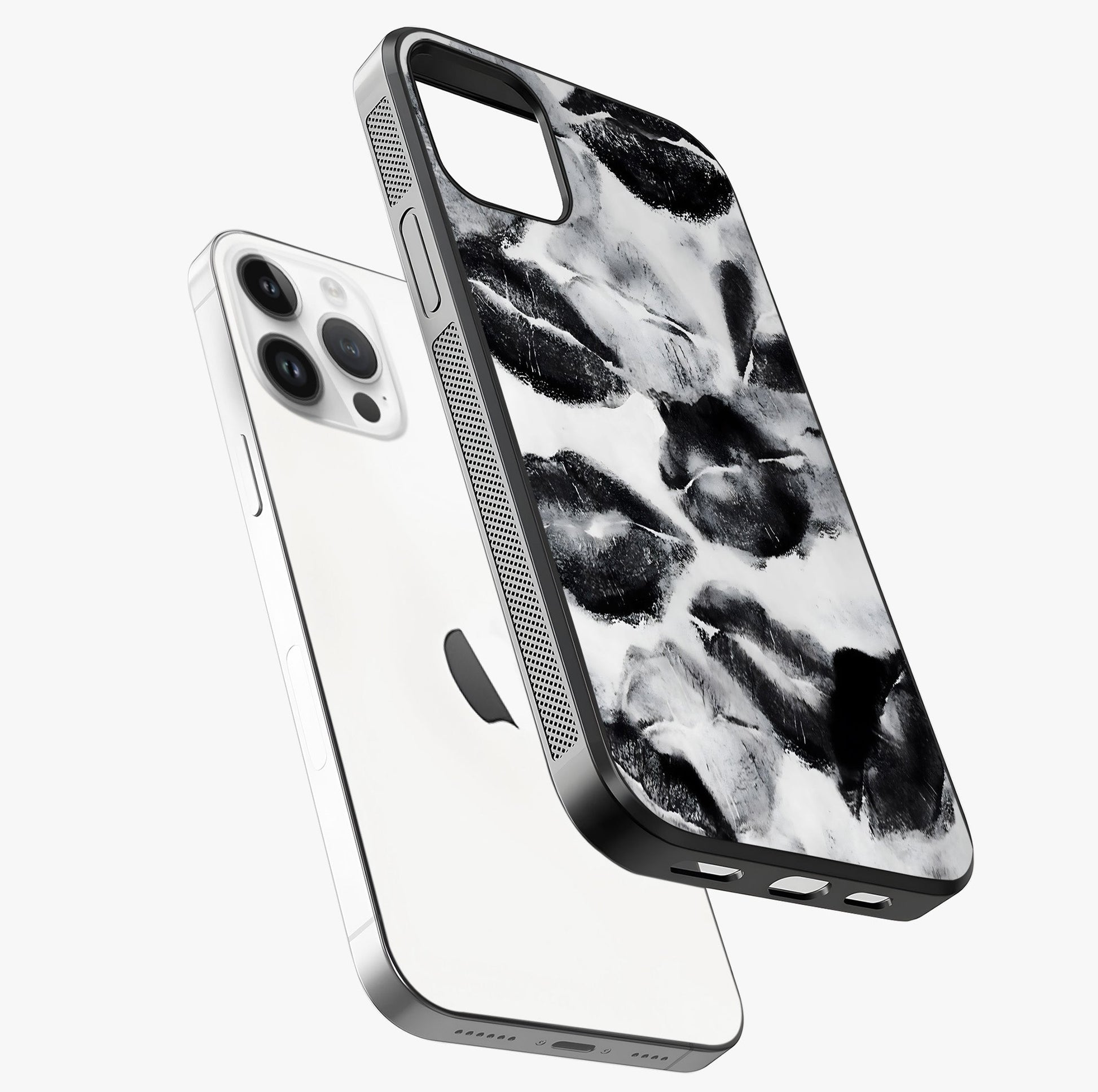 Midnight Kiss Marks Glass Case laid diagonally highlighting side profile, edges and glossy glass shine.