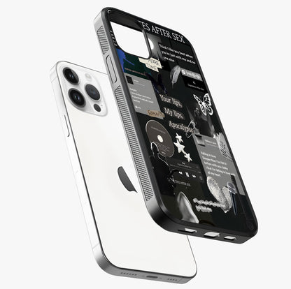 Midnight Love Echo Glass Case laid diagonally highlighting side profile, edges and glossy glass shine.
