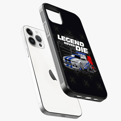 Midnight Racing Legacy Glass Case laid diagonally highlighting side profile, edges and glossy glass shine.