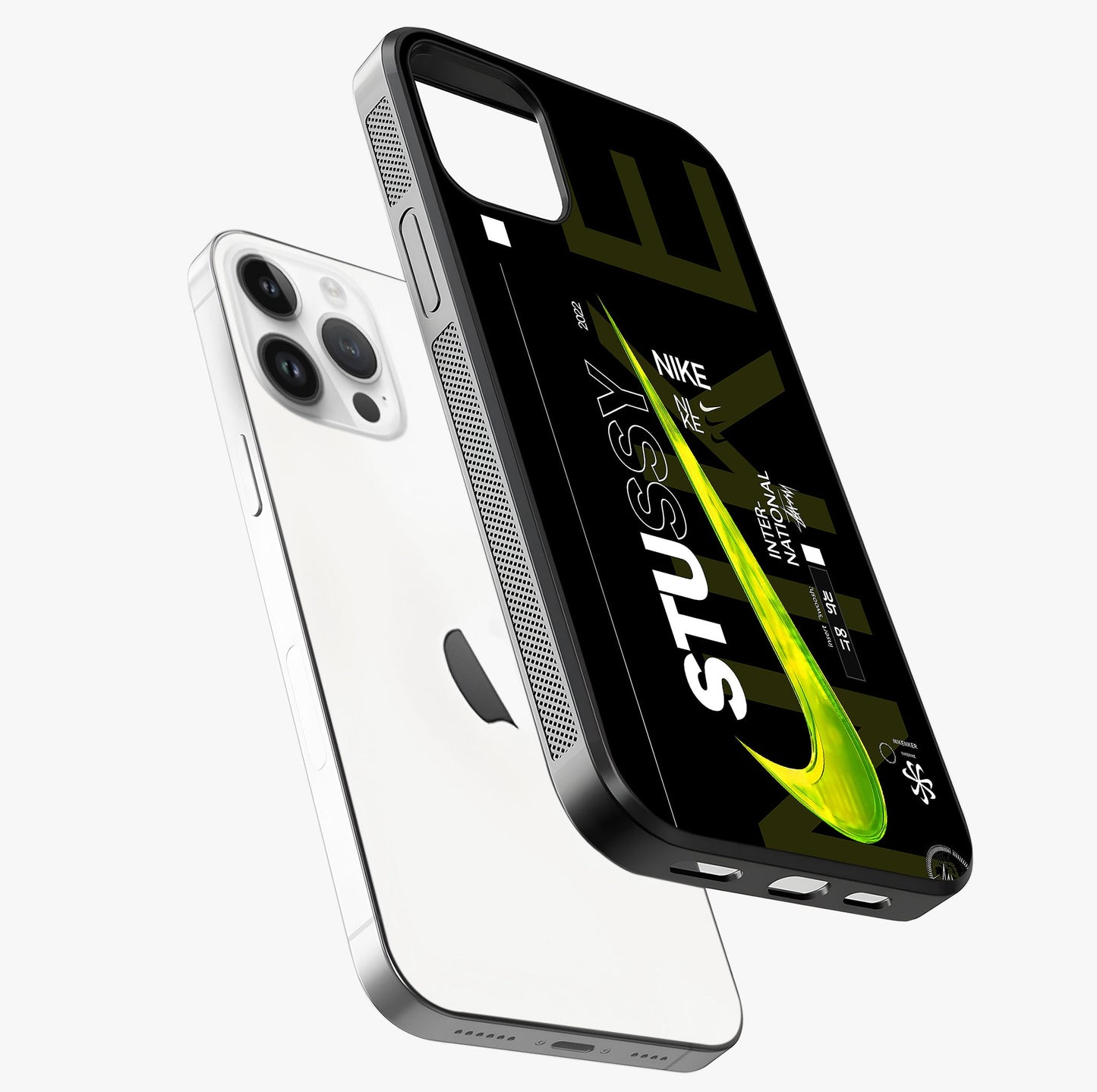 Neon Street Edition Glass Case laid diagonally highlighting side profile, edges and glossy glass shine.