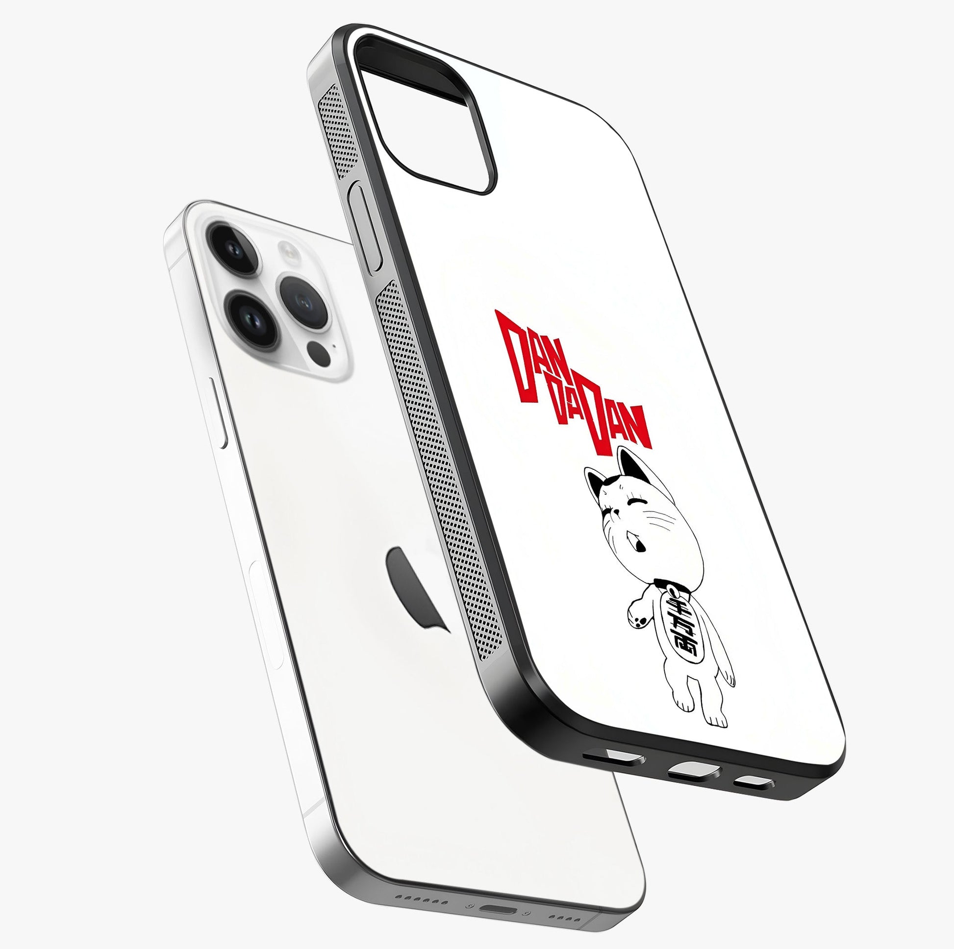 Playful Spirit Charm Glass Case laid diagonally highlighting side profile, edges and glossy glass shine.