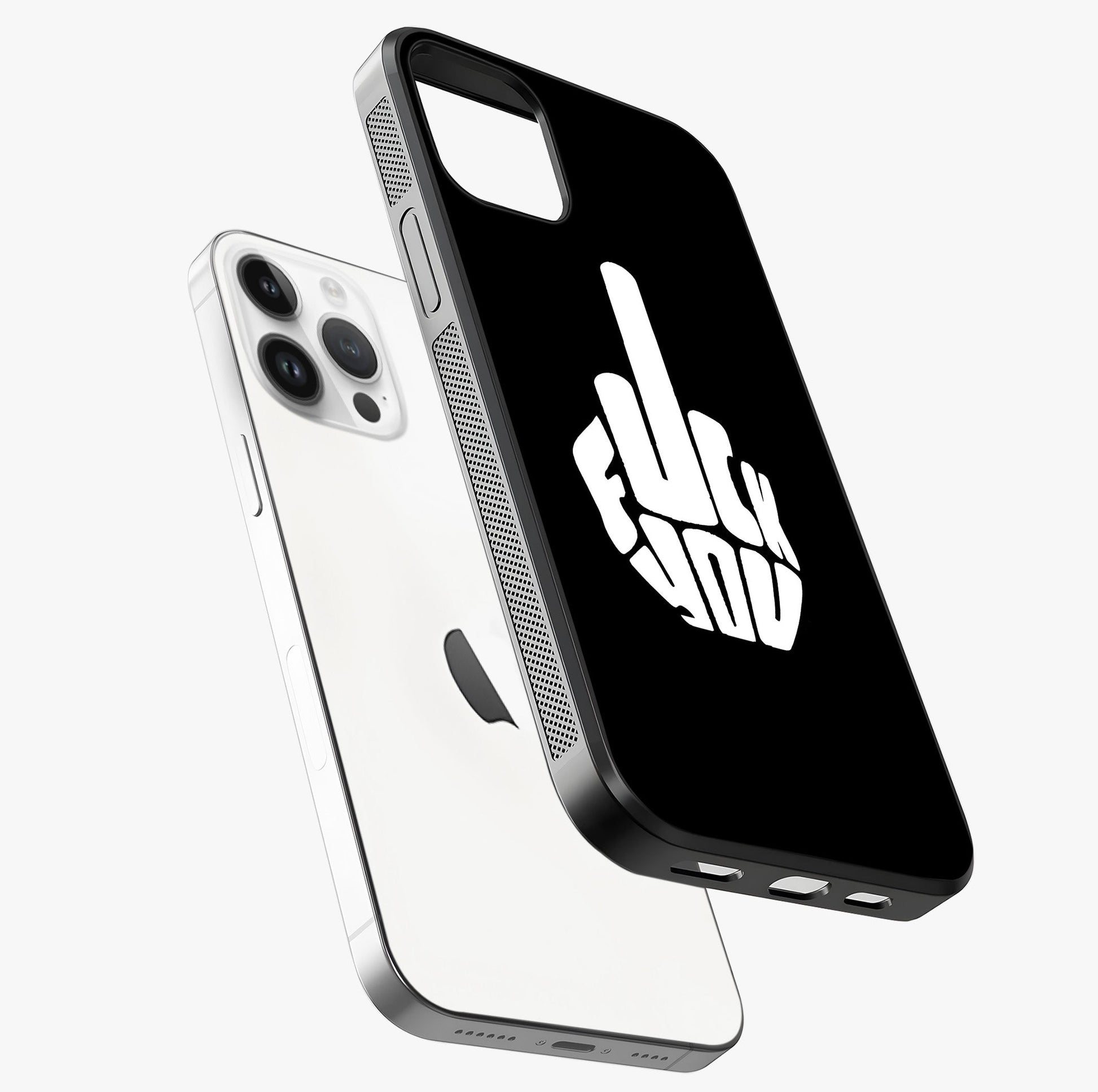 Rebel Mode On Glass Case laid diagonally highlighting side profile, edges and glossy glass shine.