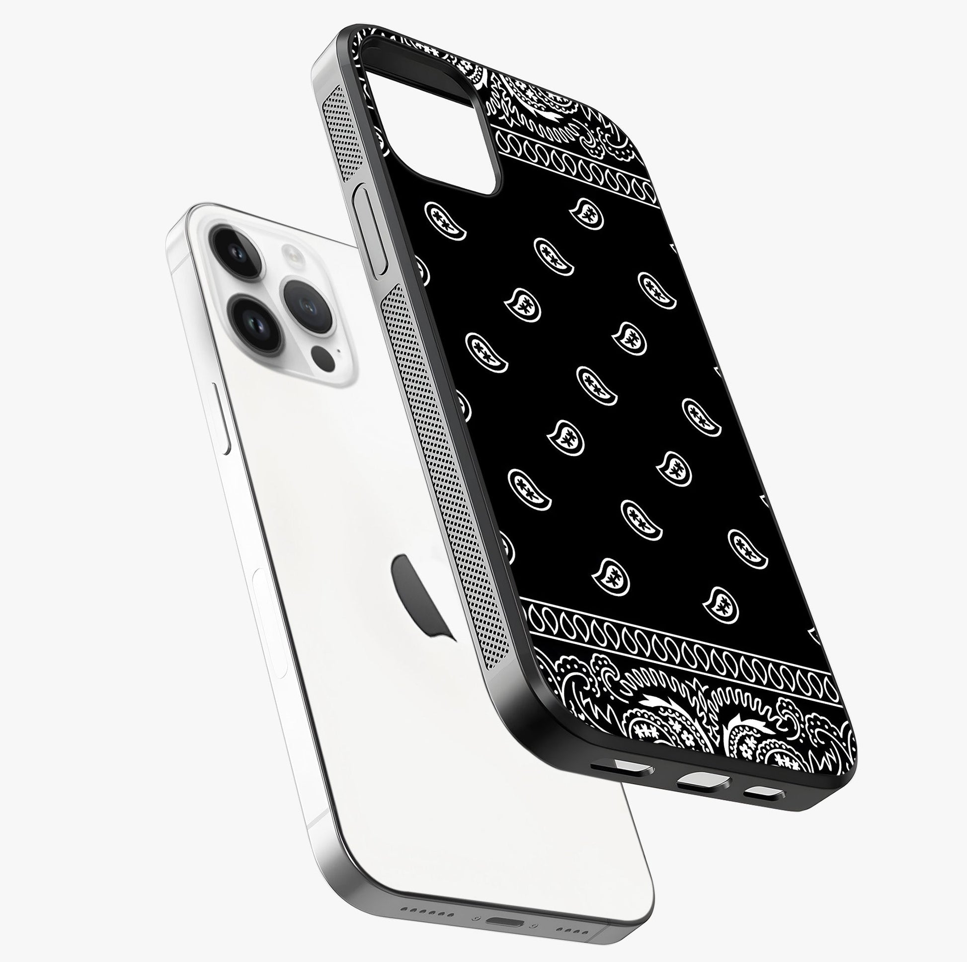 Retro Rebel Threads Glass Case laid diagonally highlighting side profile, edges and glossy glass shine.
