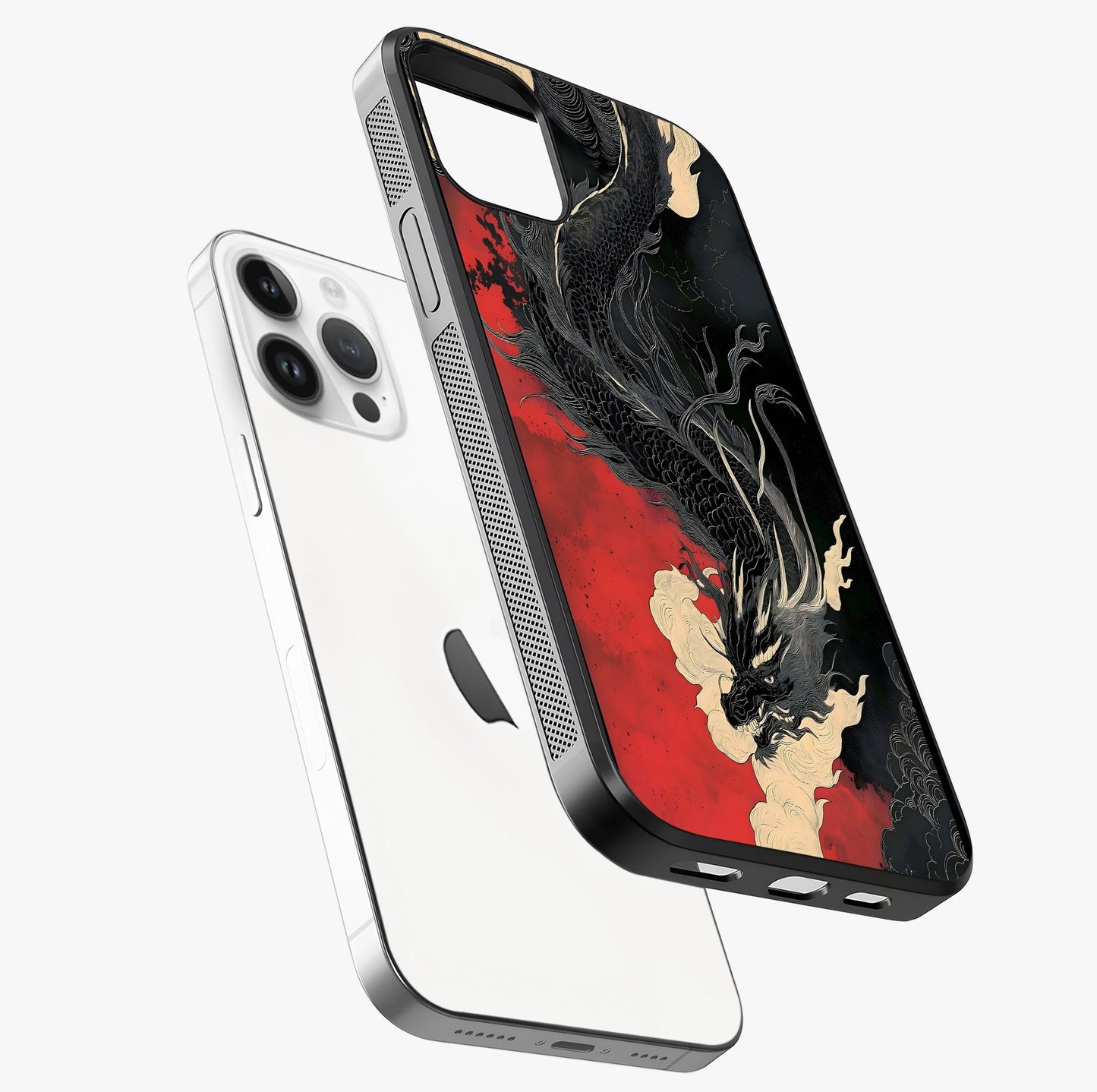 Shadow Dragon Fury Glass Case laid diagonally highlighting side profile, edges and glossy glass shine.