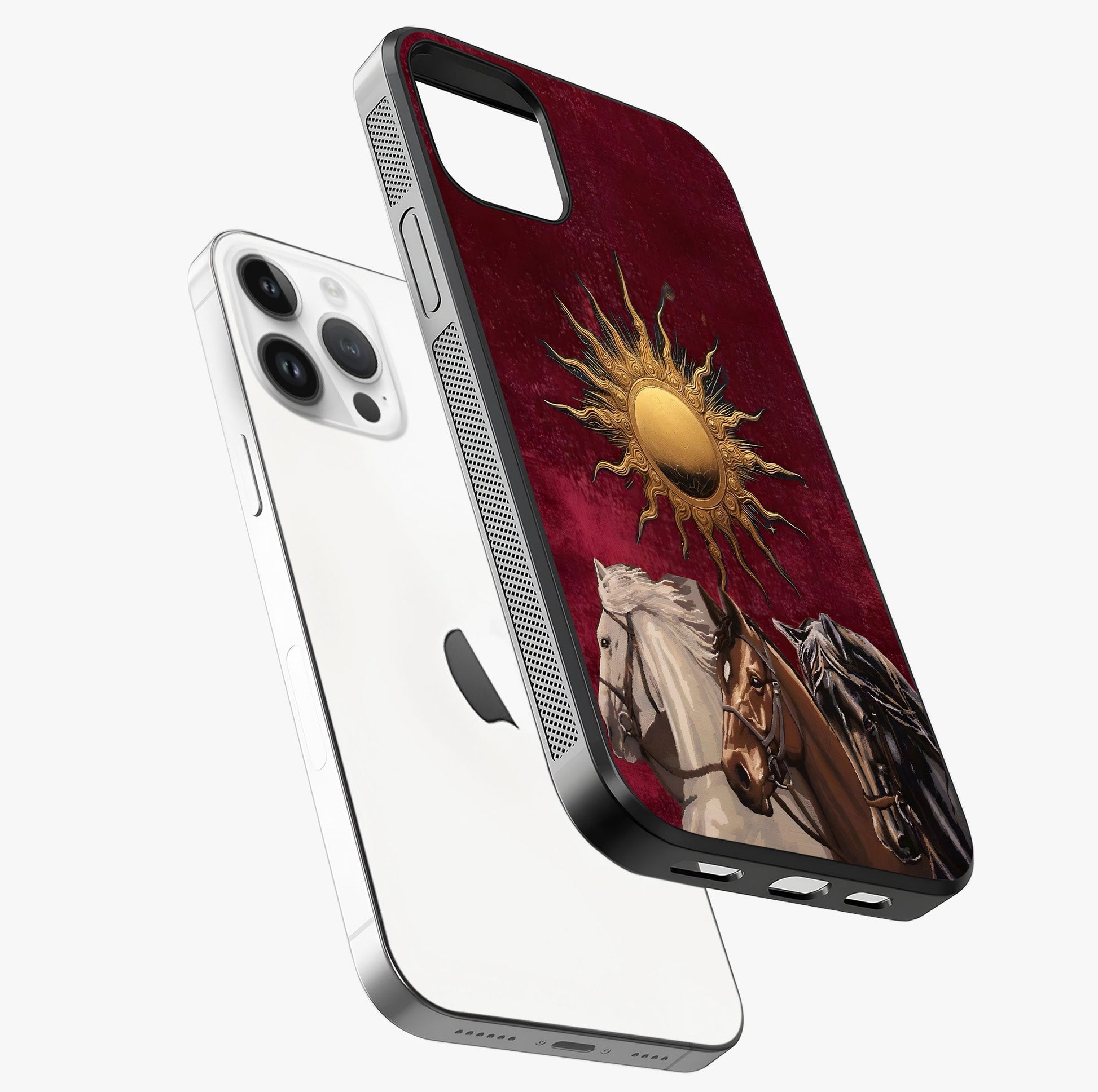 Solar Riders Glass Case laid diagonally highlighting side profile, edges and glossy glass shine.