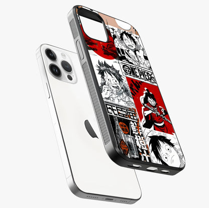 Strawhat Chaos Panels Glass Case laid diagonally highlighting side profile, edges and glossy glass shine.