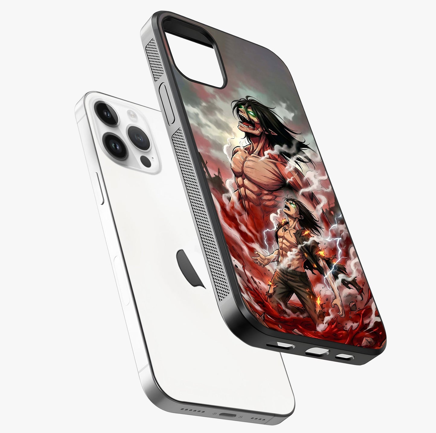 Titan Awakening Fury Glass Case laid diagonally highlighting side profile, edges and glossy glass shine.