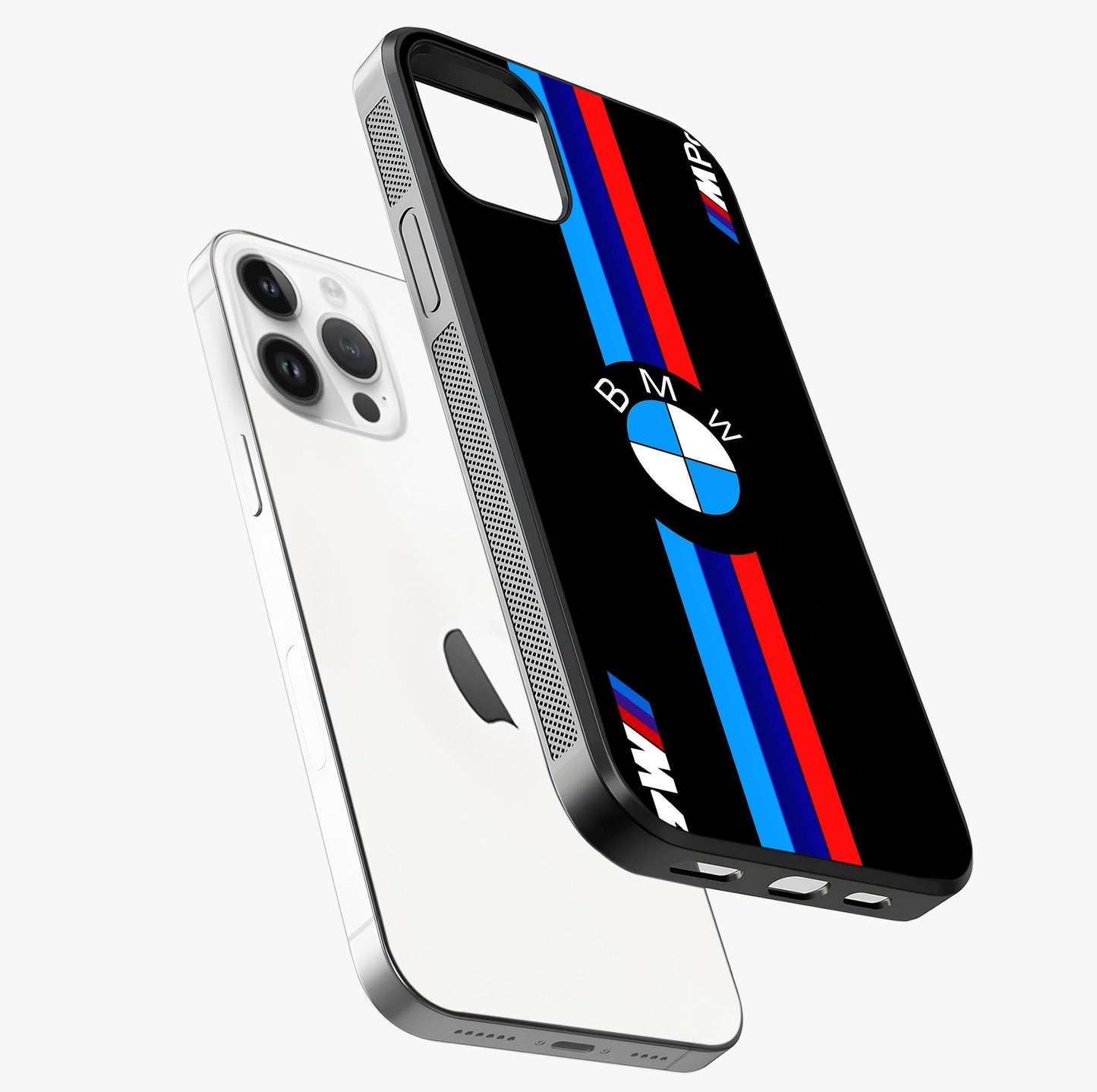 Turbo Bmw Beast Glass Case laid diagonally highlighting side profile, edges and glossy glass shine.