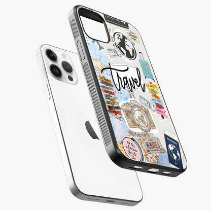 Wanderlust Journal Glass Case laid diagonally highlighting side profile, edges and glossy glass shine.