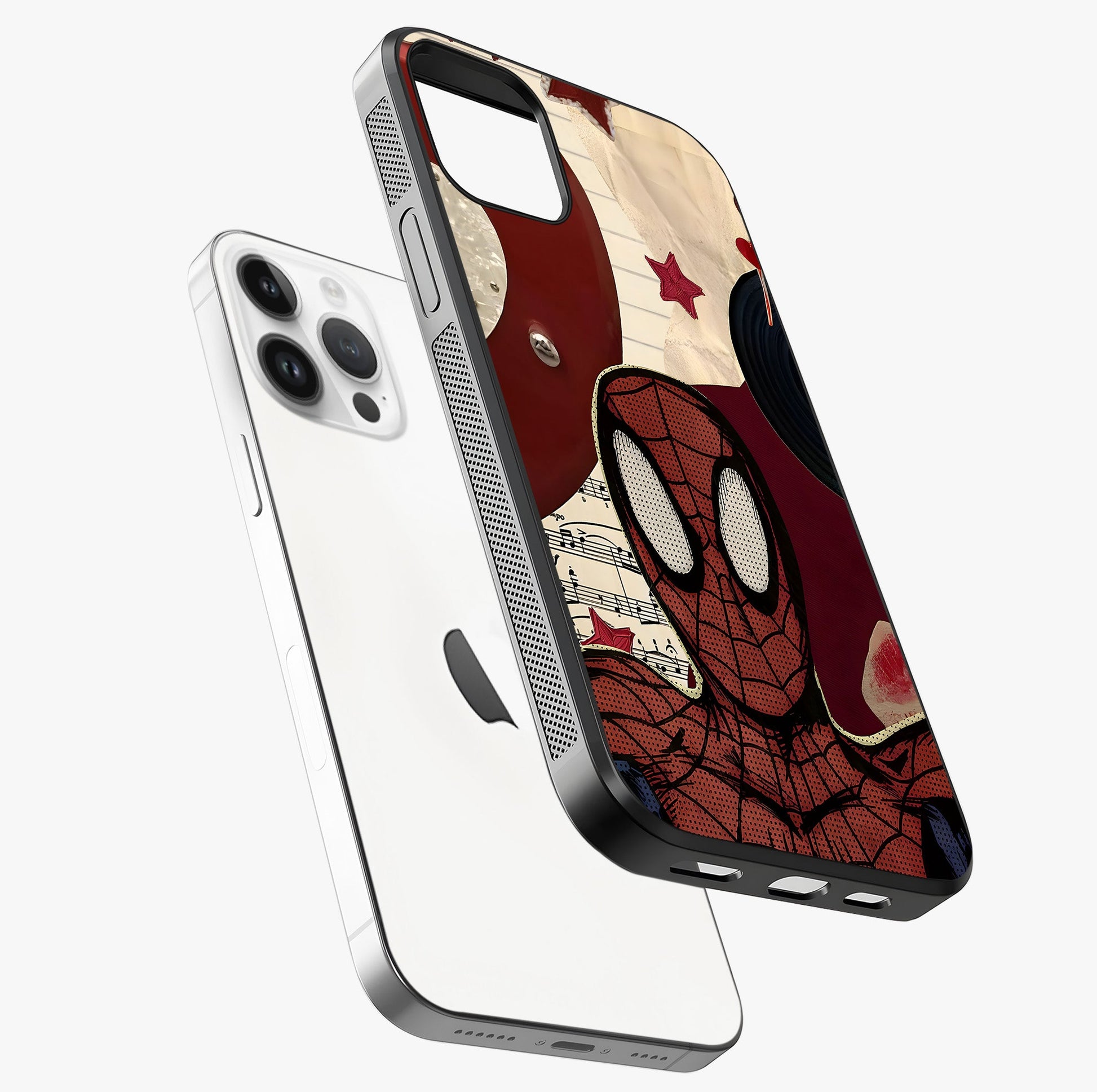 Web Warrior Vibes Glass Case laid diagonally highlighting side profile, edges and glossy glass shine.