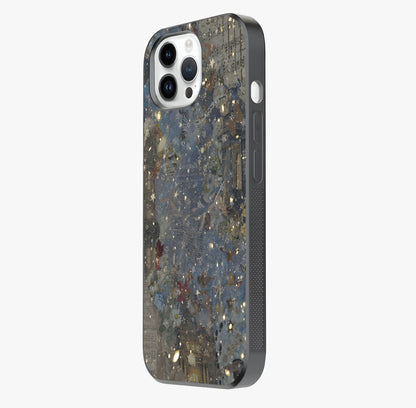 Aesthetic Astrolophia Glass Case photographed in natural light showing reflective finish and design depth.