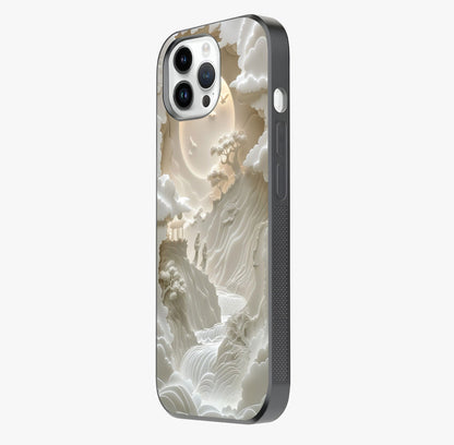 Celestial Origami Glass Case photographed in natural light showing reflective finish and design depth.
