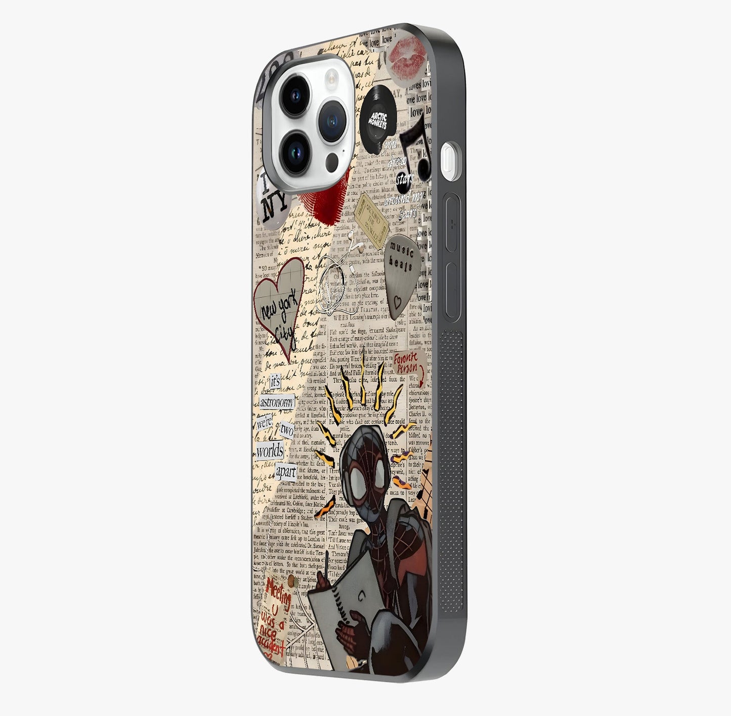 City Dream Sketch Glass Case photographed in natural light showing reflective finish and design depth.