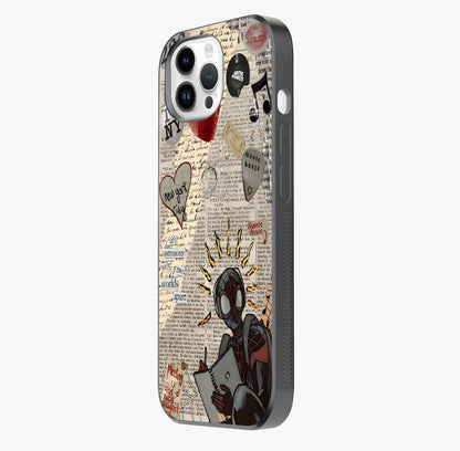 City Dream Sketch Glass Case photographed in natural light showing reflective finish and design depth.