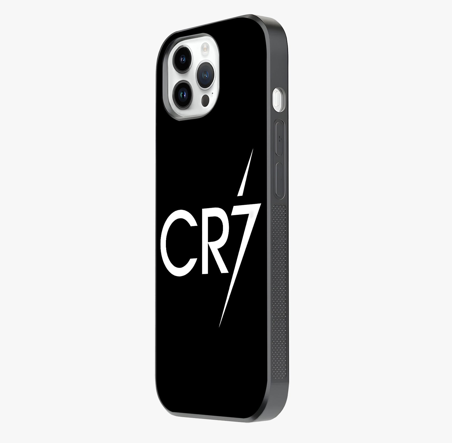 Cr7 Elite Strike Glass Case photographed in natural light showing reflective finish and design depth.