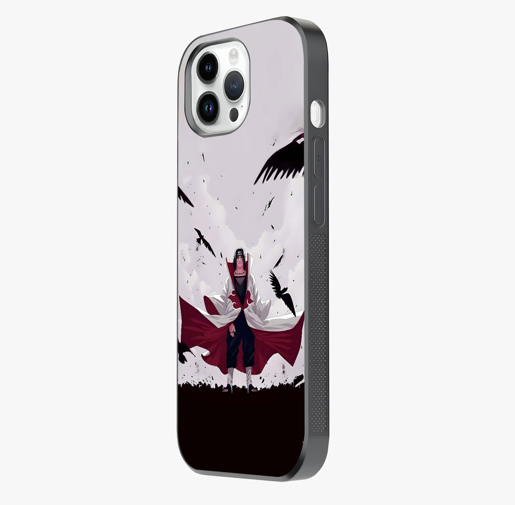 Crimson Crow Ascension Glass Case photographed in natural light showing reflective finish and design depth.