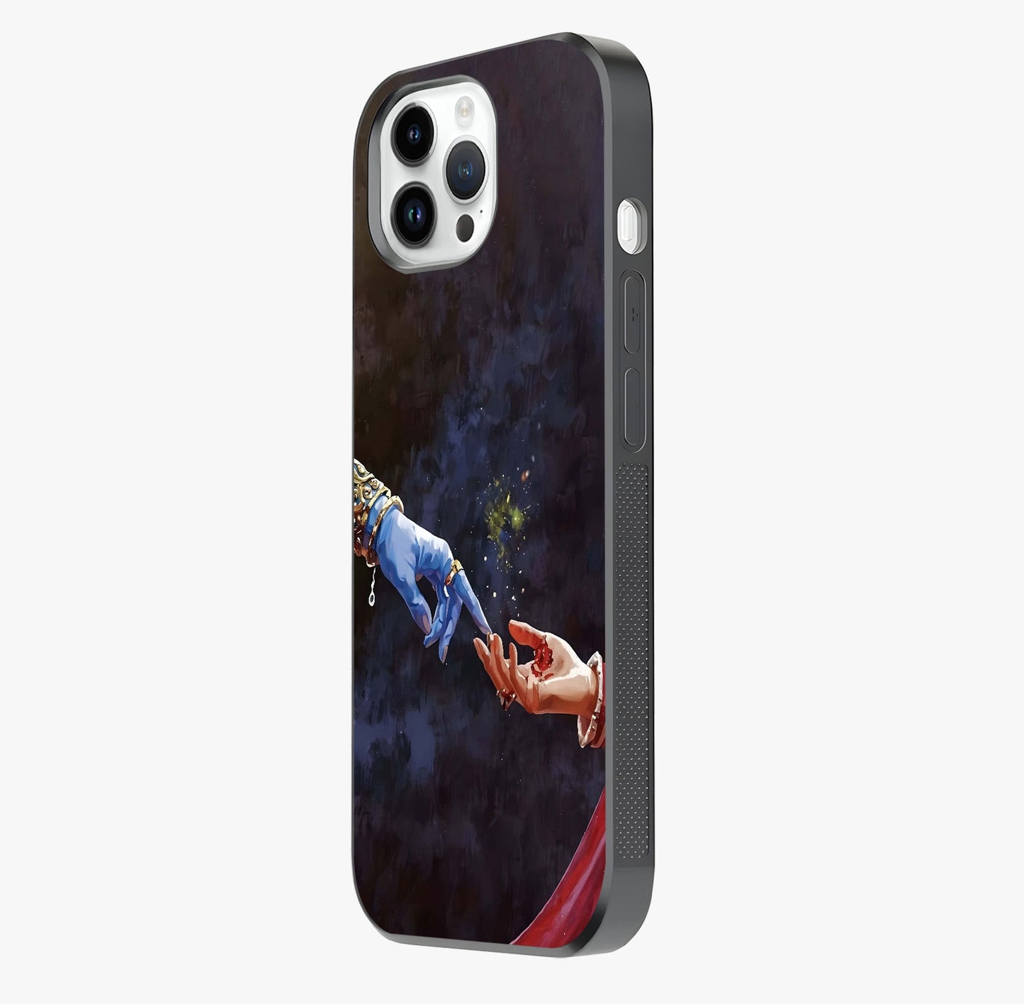 Divine Touch Eternal Glass Case photographed in natural light showing reflective finish and design depth.