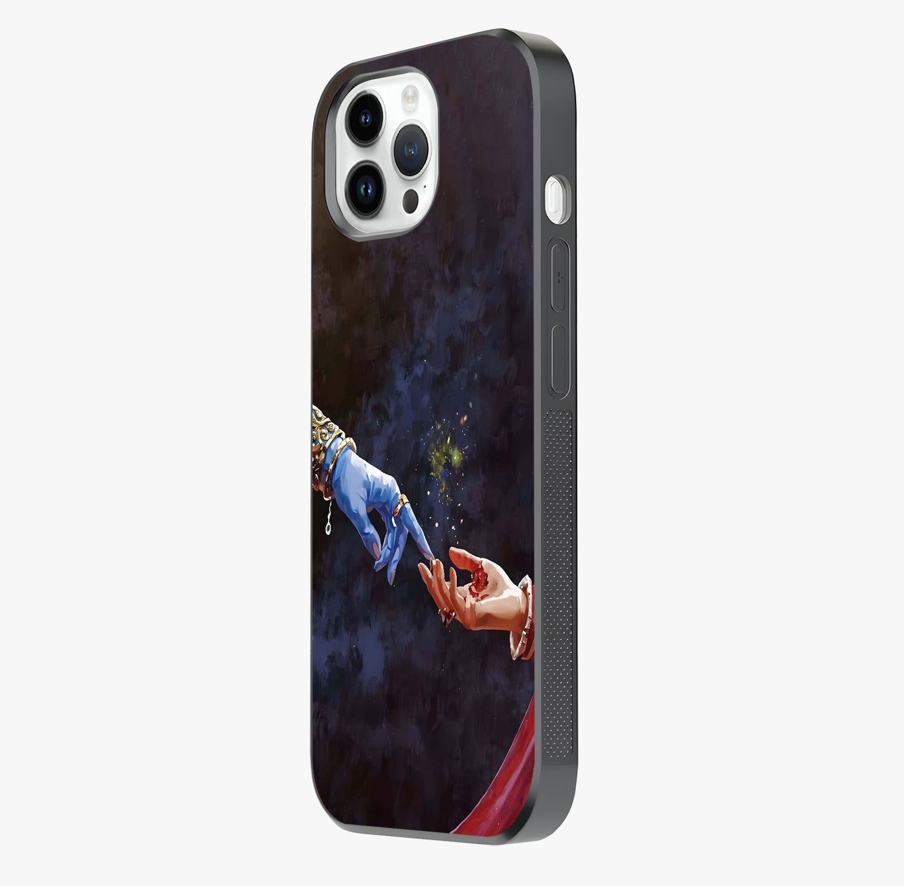 Divine Touch Eternal Glass Case photographed in natural light showing reflective finish and design depth.