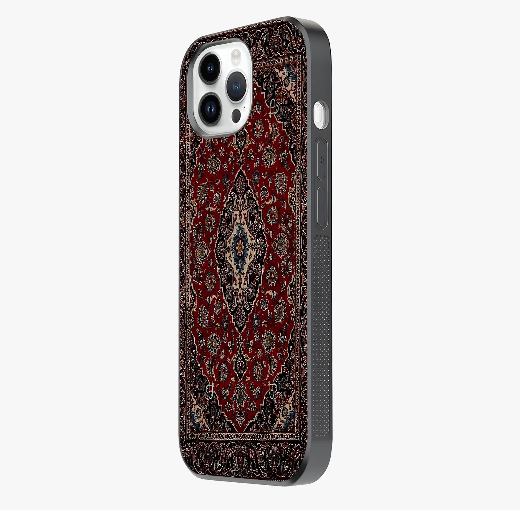 Heritage Carpet Royale Glass Case photographed in natural light showing reflective finish and design depth.