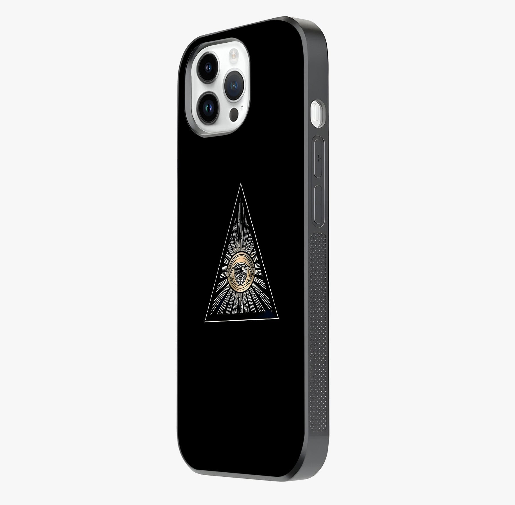 Illuminati Evil Glass Case photographed in natural light showing reflective finish and design depth.