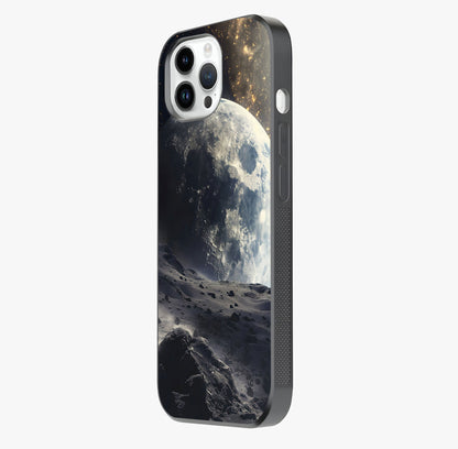 Lunar Horizon Glow Glass Case photographed in natural light showing reflective finish and design depth.