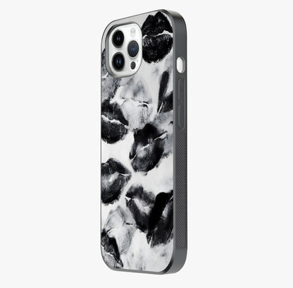 Midnight Kiss Marks Glass Case photographed in natural light showing reflective finish and design depth.