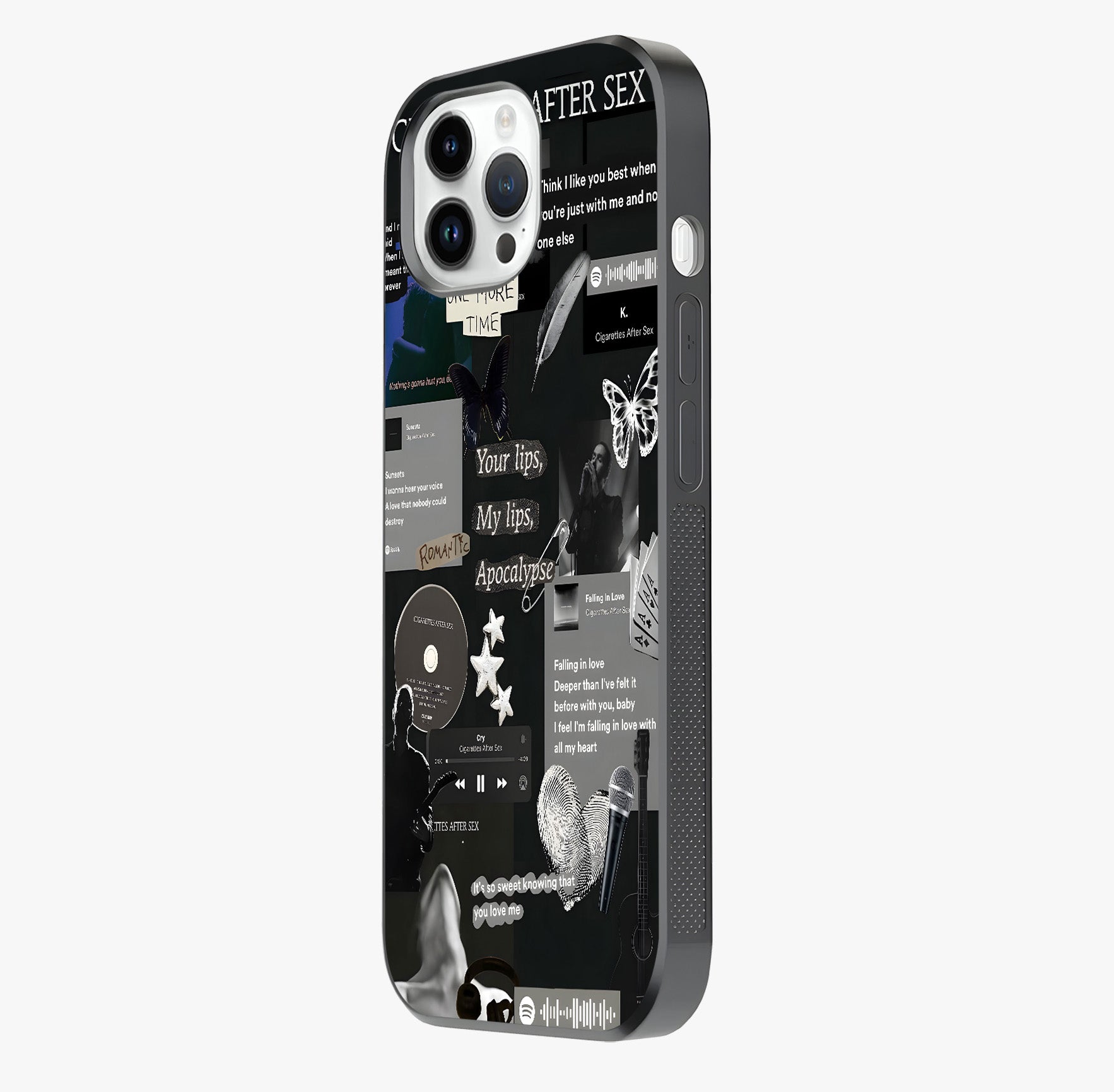 Midnight Love Echo Glass Case photographed in natural light showing reflective finish and design depth.