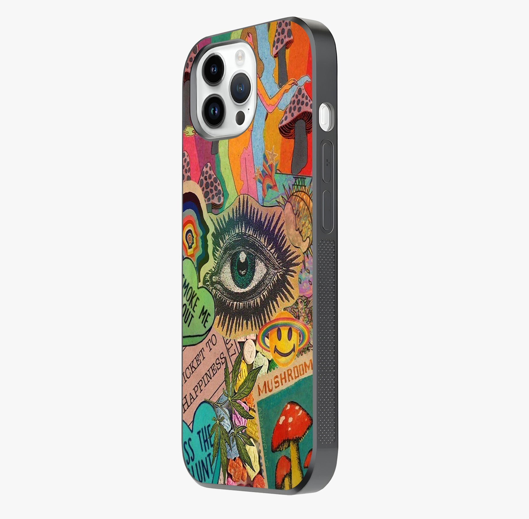 Mystic Eye Wonderland Glass Case photographed in natural light showing reflective finish and design depth.